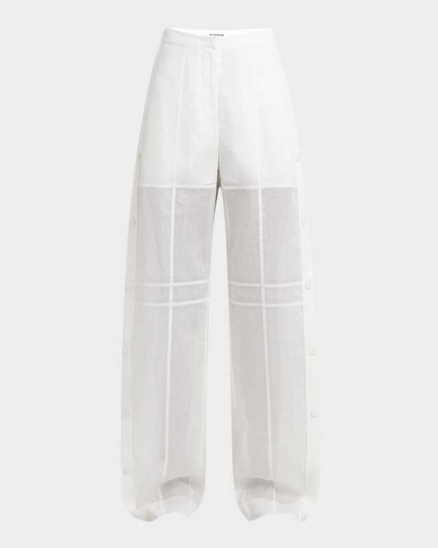 Button-Side Relaxed Straight-Leg Paneled Pants